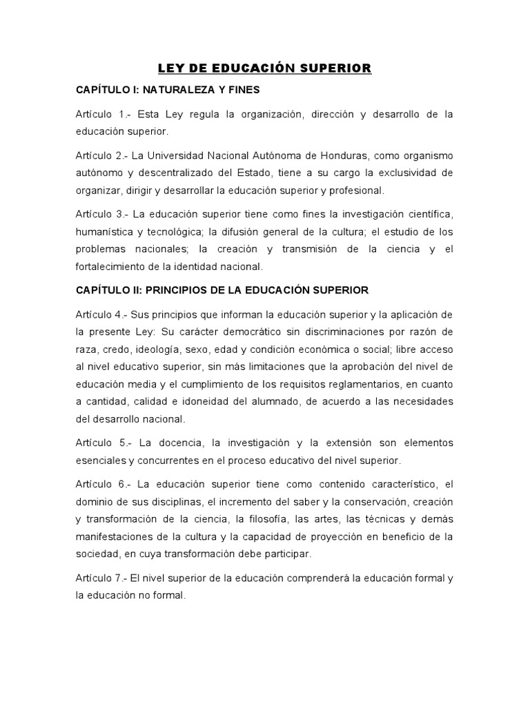 Ley de Educación Superior | PDF | Educación más alta | Regulación