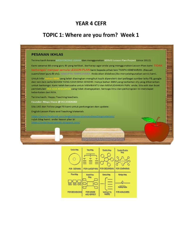 Year 4 Cefr SK Week 1 | PDF | Lesson Plan | Semiotics