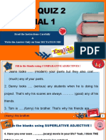 English Quiz 2 Remidial 1: Read The Instructions Carefully & Write The Answer Only On Your DICTATION NB!