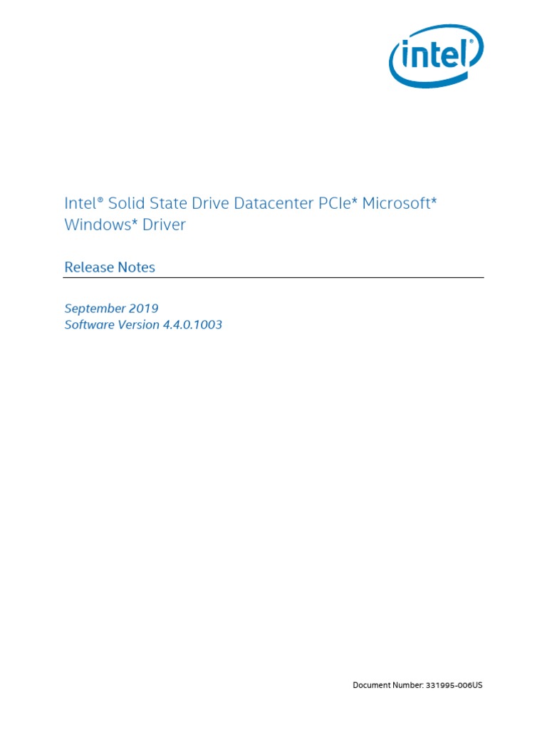 Intel® Solid State Drive Datacenter Pcie Microsoft Windows Driver | PDF ...