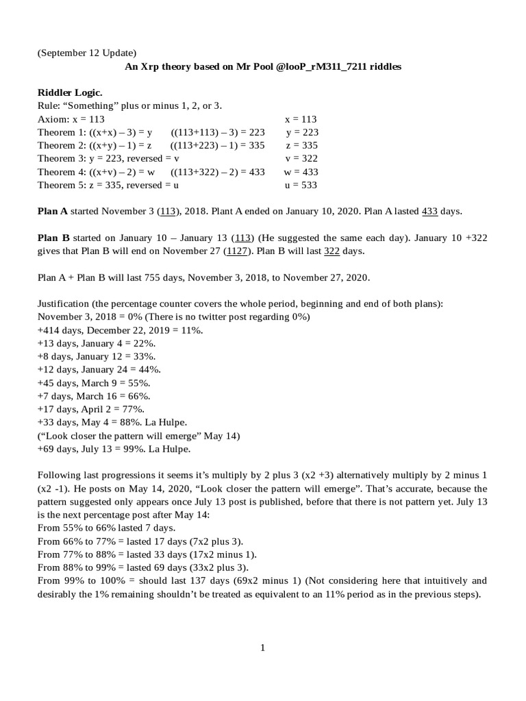An XRP Theory Based On MR - Pool @loop - rM311 - 7211 Riddles September 12  PDF | PDF | Minotaur | Theseus