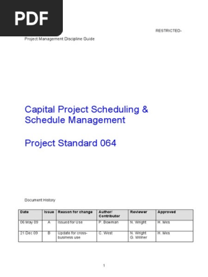 Capital Project Scheduling and Schedule Management