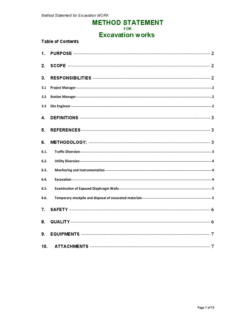 Excavation Method Statement Overview | PDF | Deep Foundation | Quality ...
