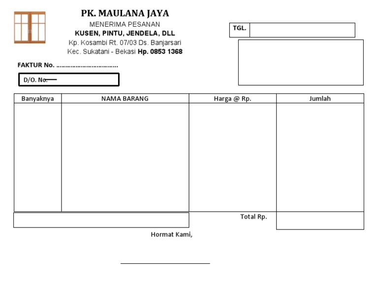Contoh Nota Pembelian Kayu dan Bangunan | PDF