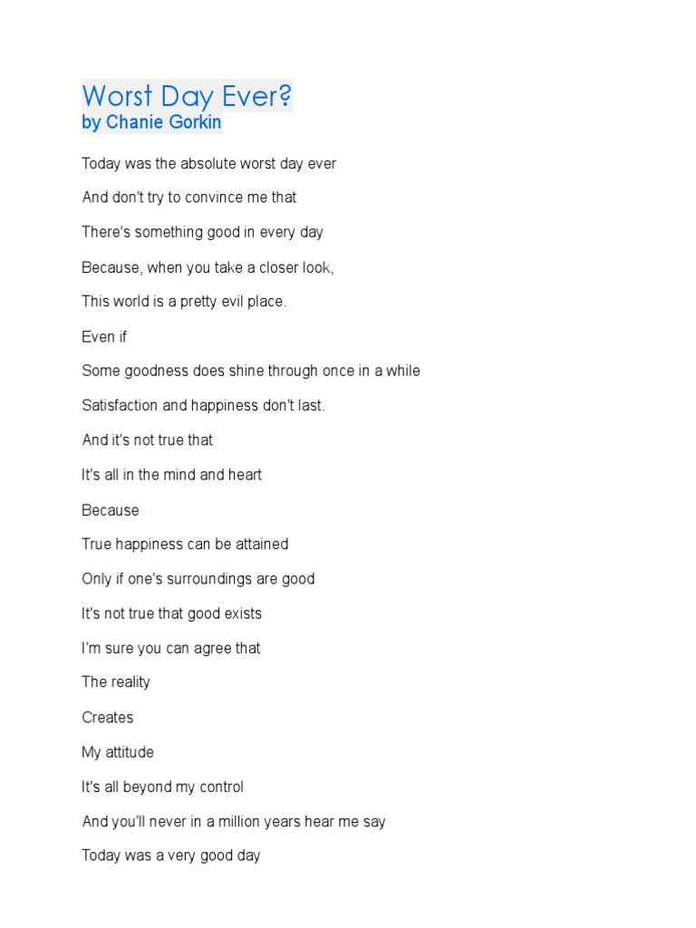 Worst Day Poem PDF | PDF