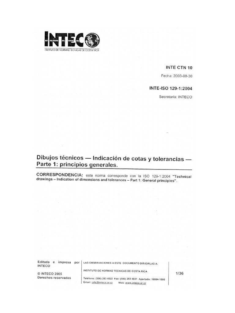 Compendio de Normas Dibujo Tecnico - INTE ISO 129 1 2004 - Acotado PDF ...