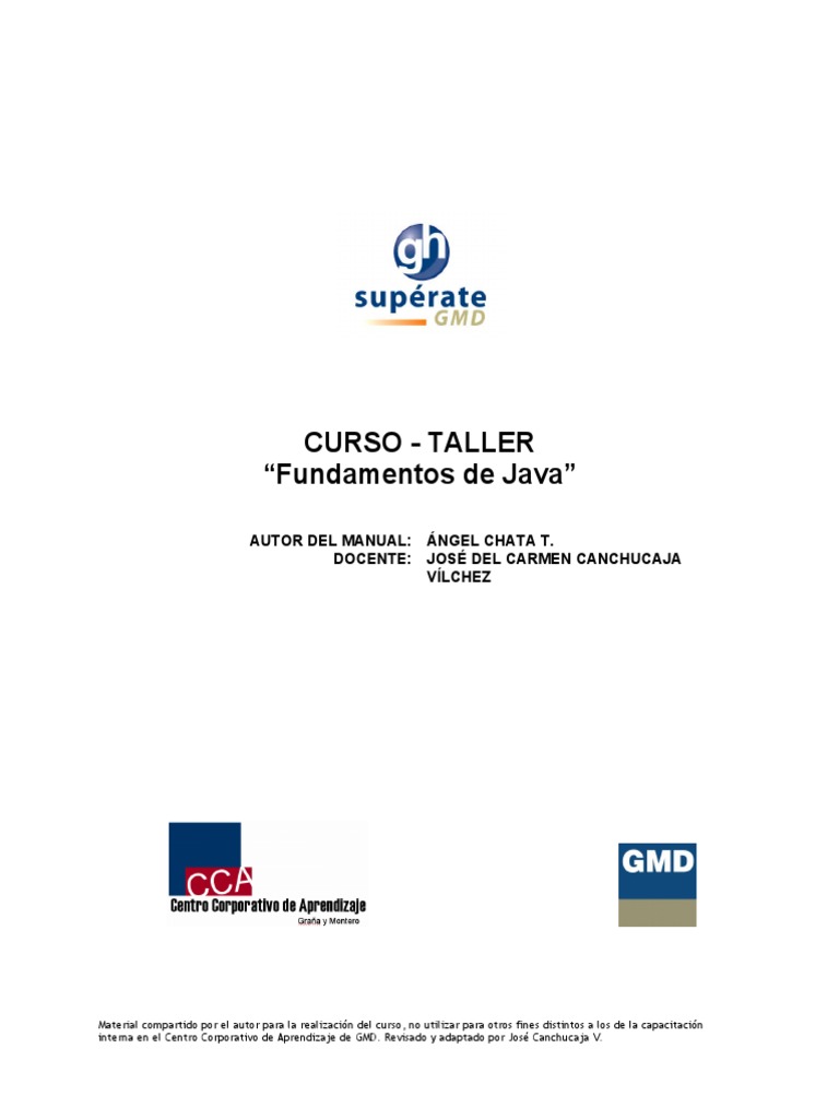 Fundamentos de Java: Curso Taller | PDF | Java (lenguaje de ...