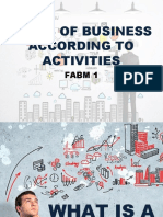 Types of Business According To Activities: Fabm 1