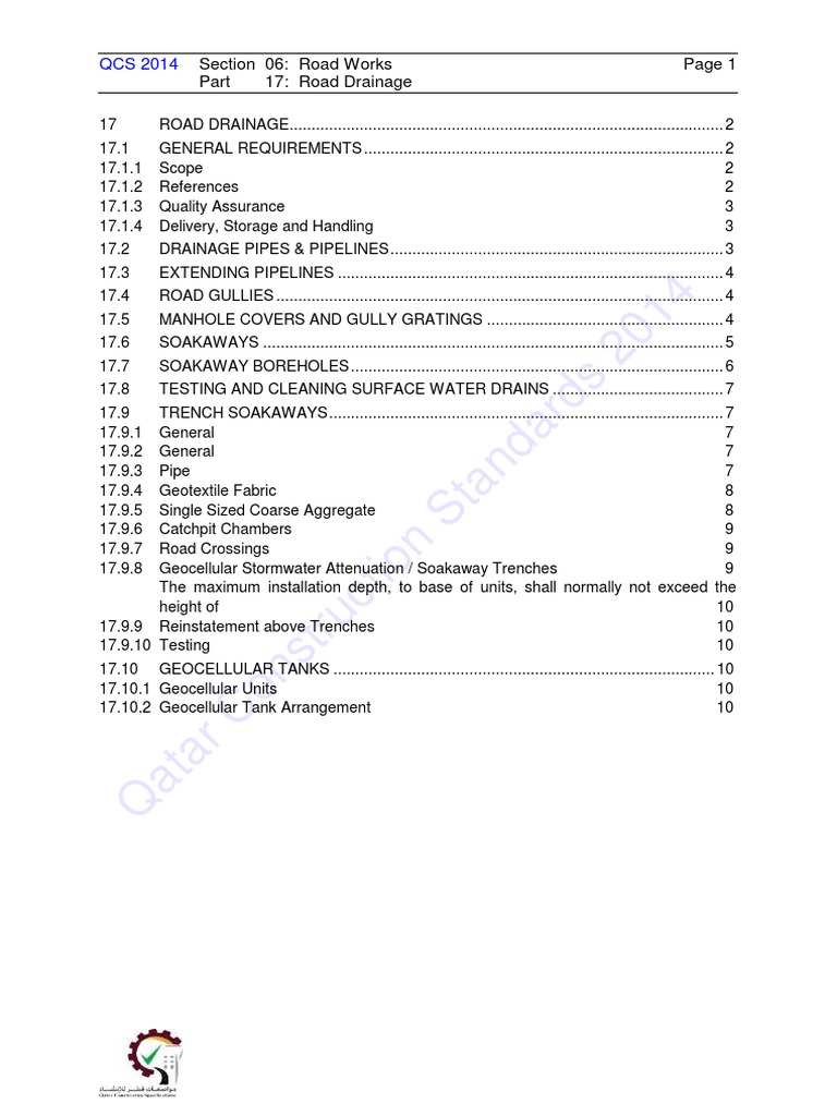 Qatar Road Drainage Standards 2014 | PDF | Road | Drainage