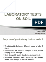 Laboratory Tests On Soil: Prepared by Palaniyandi.R