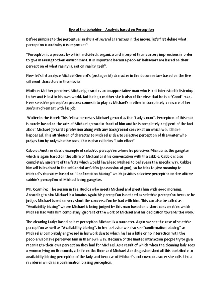 Perception Analysis in "Eye of the Beholder" | PDF | Perception ...
