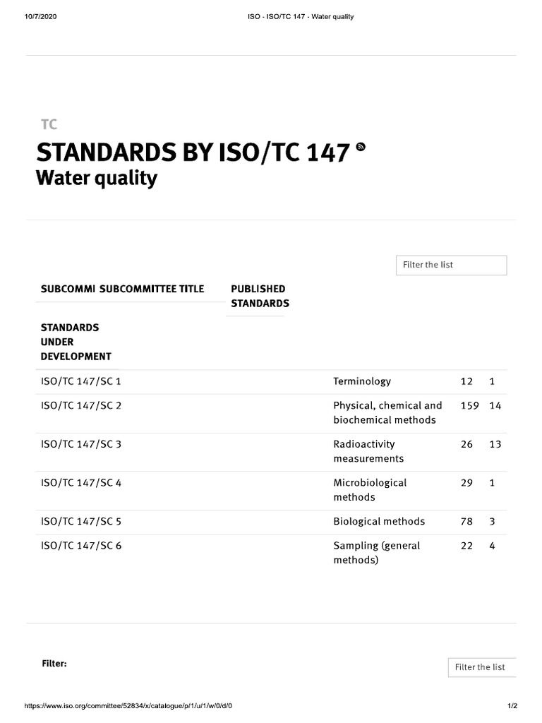 ISO - ISO - TC 147 - Water Quality | PDF