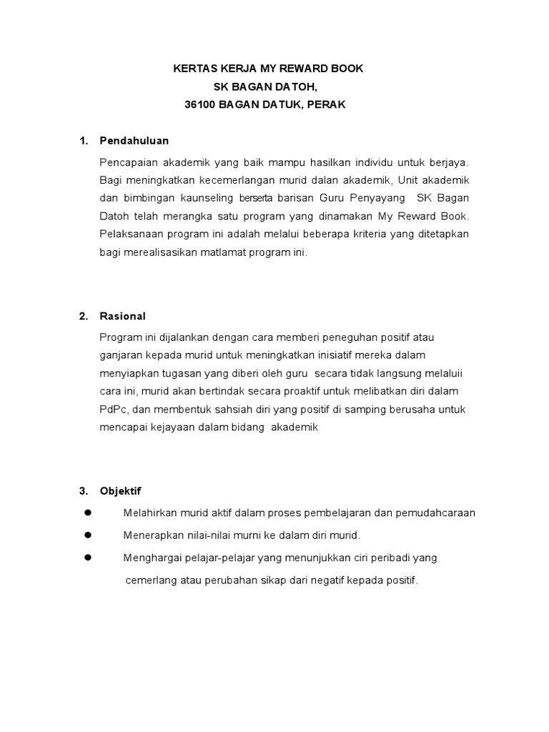 Kertas Kerja My Reward Book1 Pdf