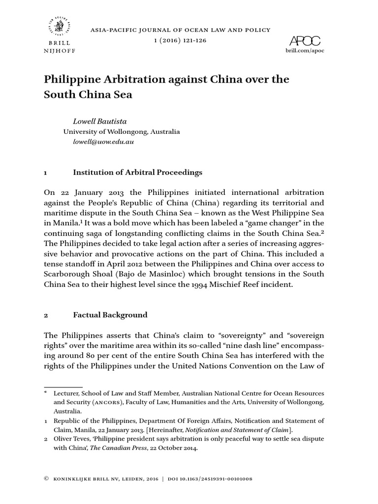 Philippine Arbitration Against China Over The South China Sea | PDF ...