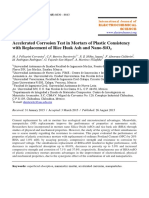 Accelerated Corrosion Test in Mortars of Plastic Consistency With Replacement of Rice Husk Ash and Nano-Sio