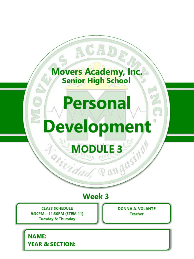 Personal Development Class Schedule | PDF