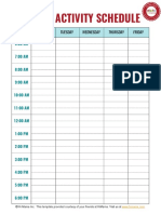 Weekly Activity Schedule Templates