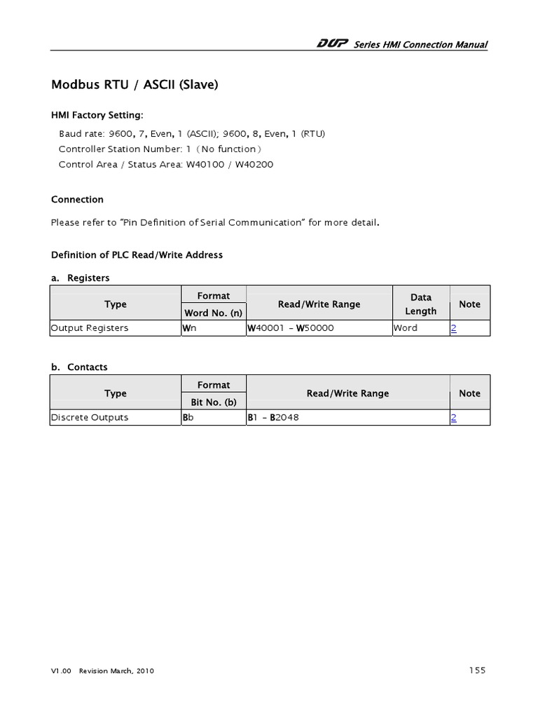 Modbus RTU/ASCII Connection Guide | PDF | Electrical Engineering ...