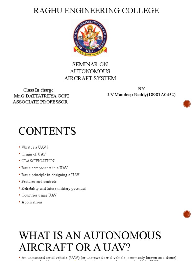 Seminar on Autonomous Aircraft Systems An Overview of Unmanned Aerial Vehicles (UAVs) PDF