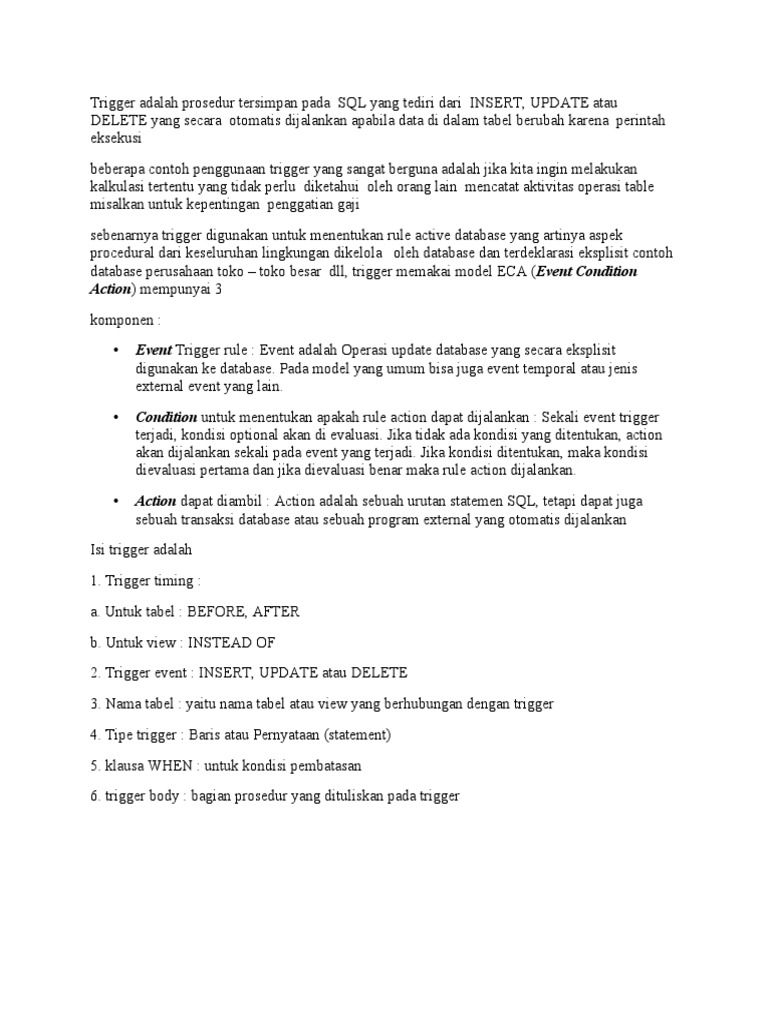 Panduan Lengkap Trigger SQL | PDF