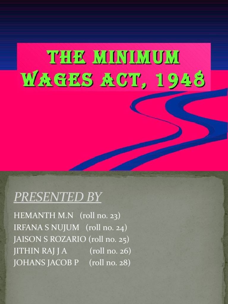 Minimum Wages Act 1948 PDF Wage Employment
