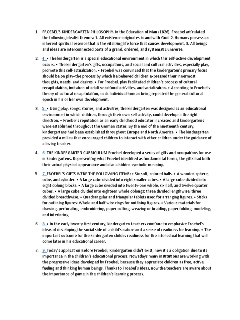 FROEBEL PDF Philosophy Of Education Theory