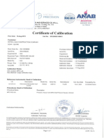 Calibration Certificate 69 Barg