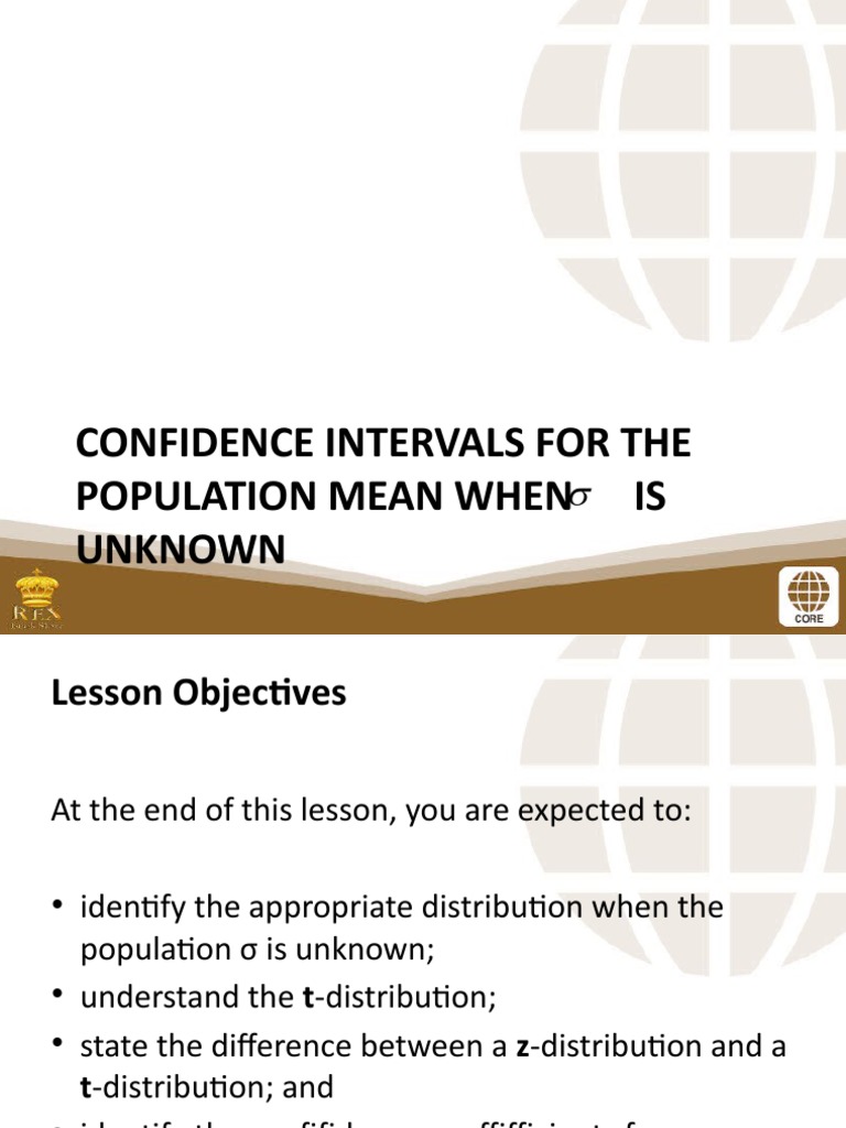 Confidence Intervals for Unknown Mean | PDF | Confidence Interval ...