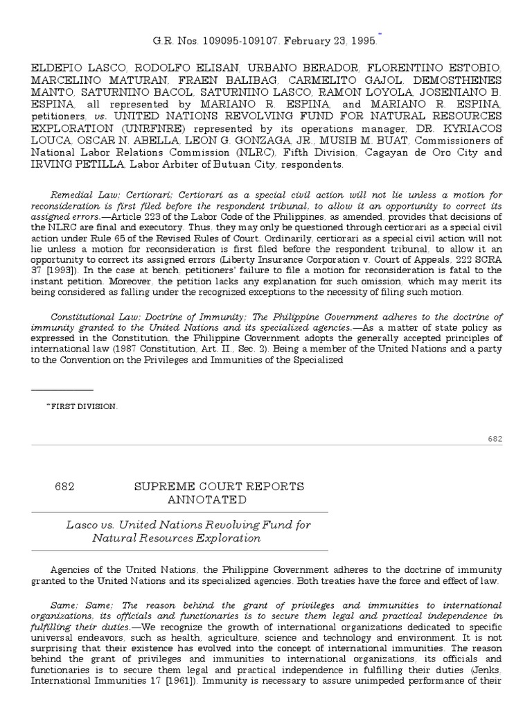 Lasco vs. UN Revolving Fund PDF Certiorari Jurisdiction