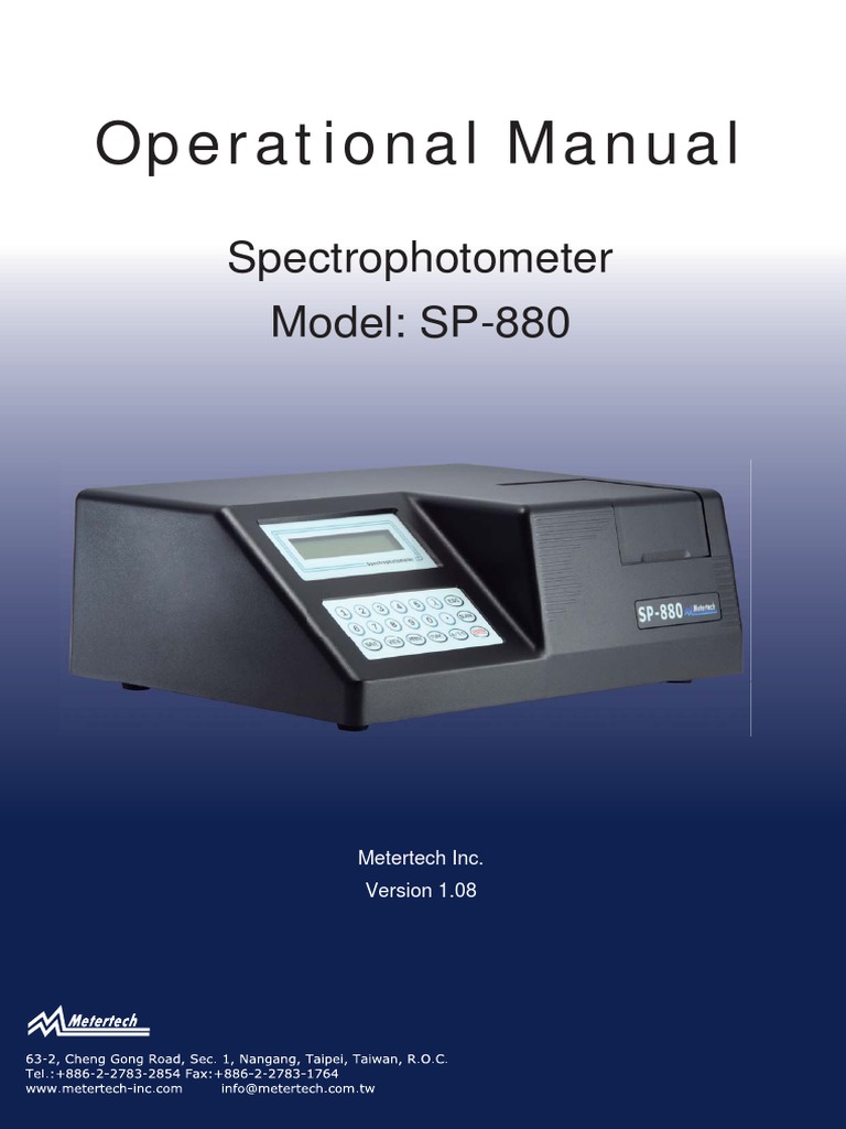 sp880 Operational Manual v108 090326 PDF | PDF | Spectrophotometry ...