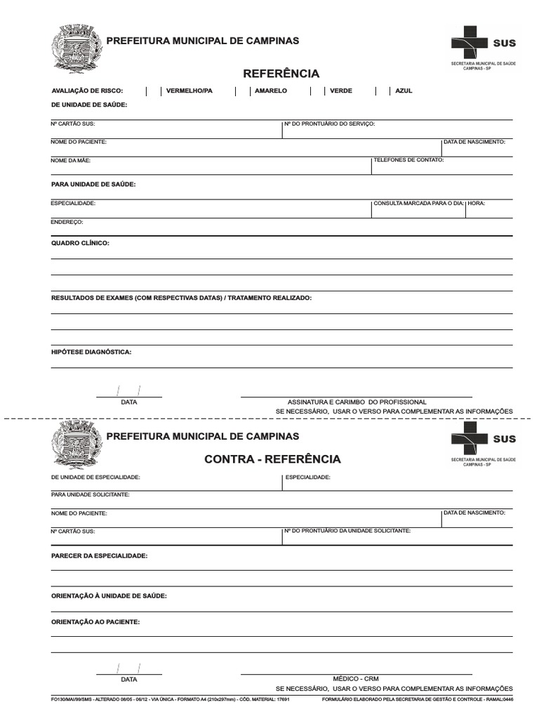 Ficha de Referência e Contrarreferência SUS | PDF | Remédio ...