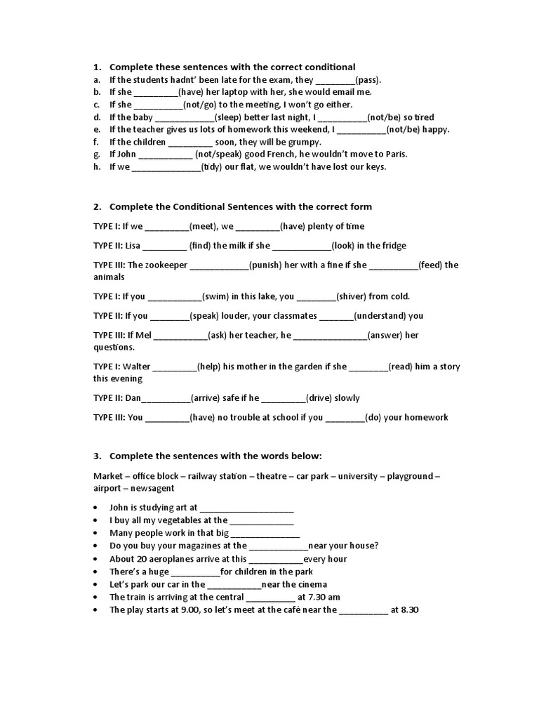 Conditional Sentences Practice Worksheet | PDF | Language Arts ...