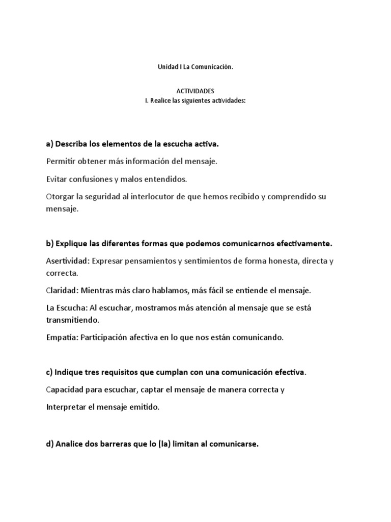 Requisitos para una Comunicación Efectiva | PDF | Crecimiento personal ...