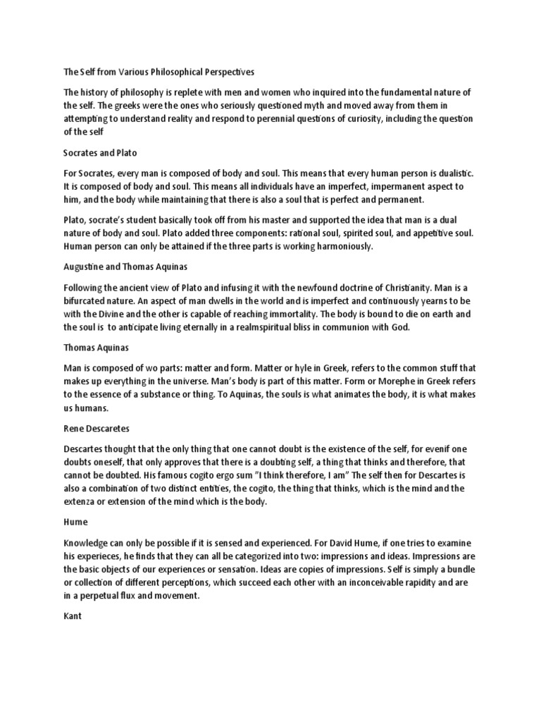 Understanding The Self Notes | PDF | Philosophy Of Self | Soul