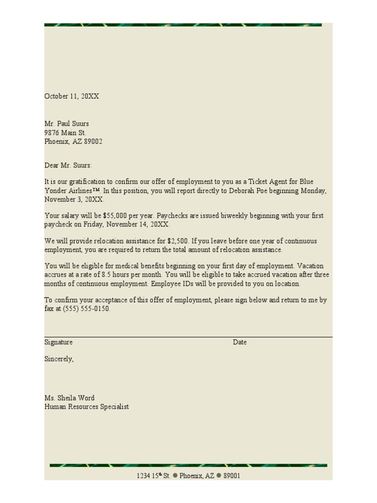 Employment Offer Letter | PDF