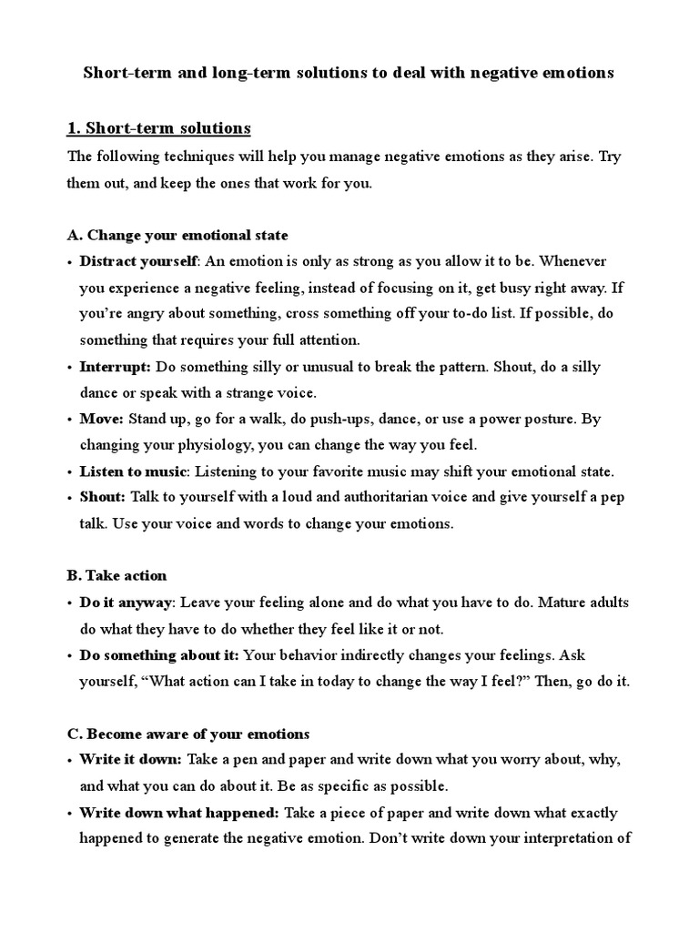 How To Deal With Negative Emotions | PDF | Emotions | Meditation