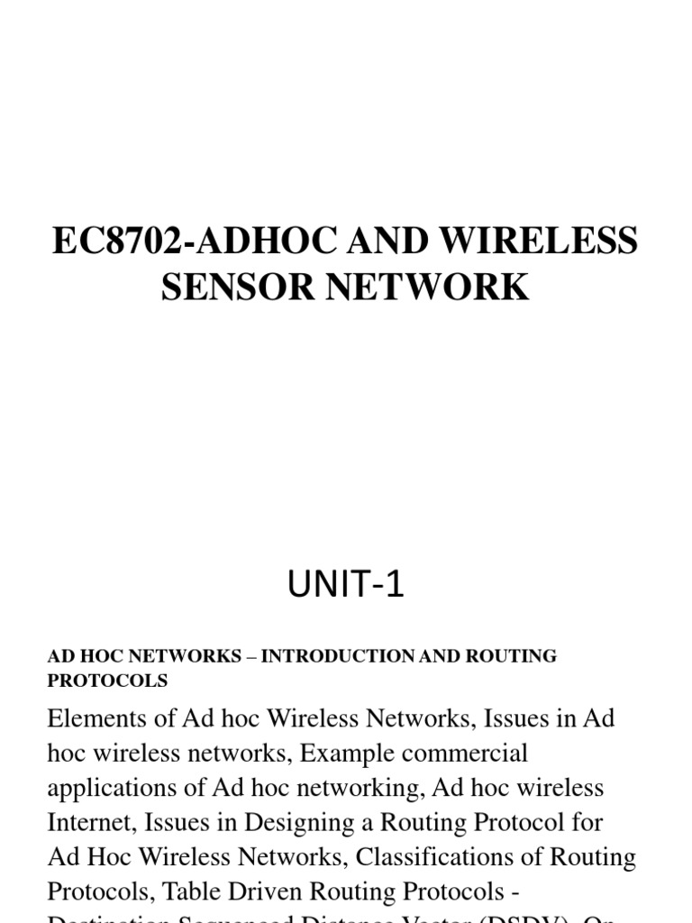 Applications of Ad Hoc Networks | PDF | Wireless Ad Hoc Network ...