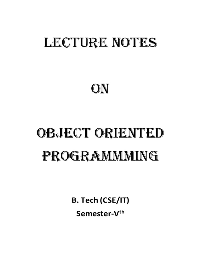 E-Notes Object Oriented Programming PDF | PDF | Abstraction (Computer ...