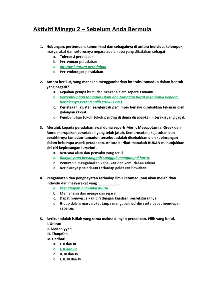 Aktiviti Minggu 2 Sebelum Anda Bermula Pdf