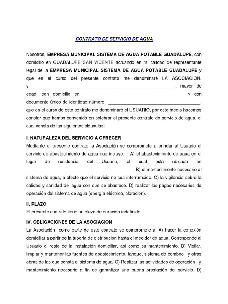 Contrato Vigente | Descargar gratis PDF | Red de abastecimiento de agua ...