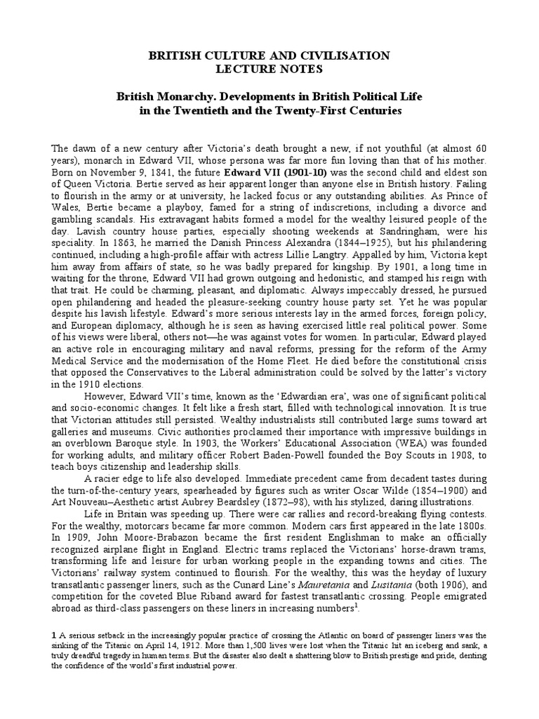 British Culture and Civilisation. British Monarchy and Political Life ...