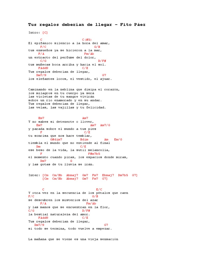 Tus Regalos Deberian De Llegar Acordes Pdf
