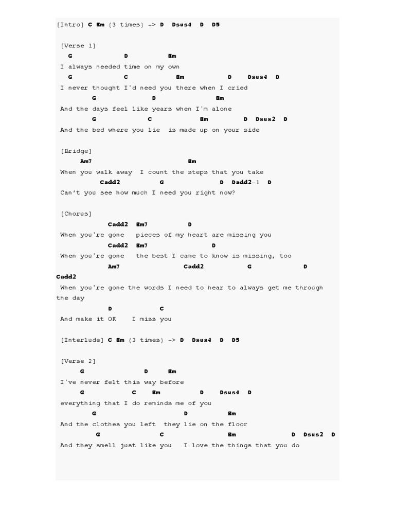 Avril lavigne when youre gone chords pdf song structure songs