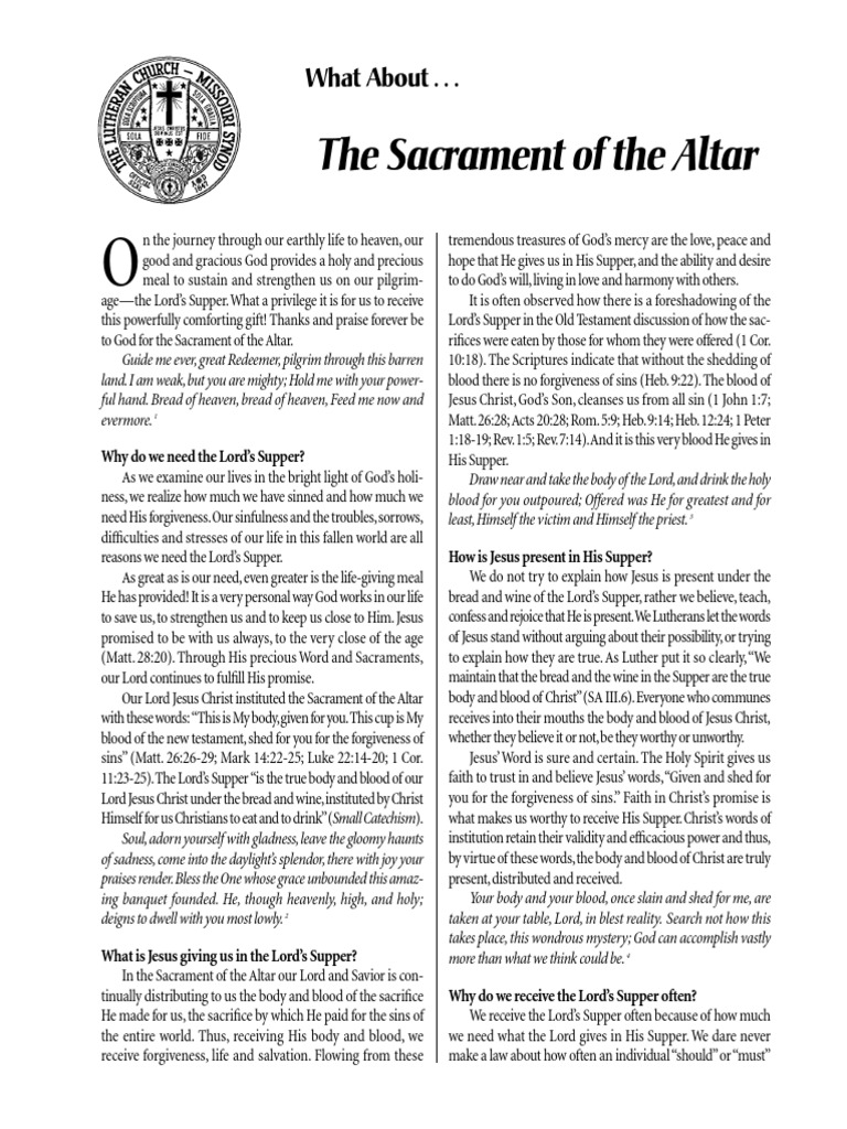 LCMS Sacrament of The Altar Document From | PDF | Eucharist | Lutheranism