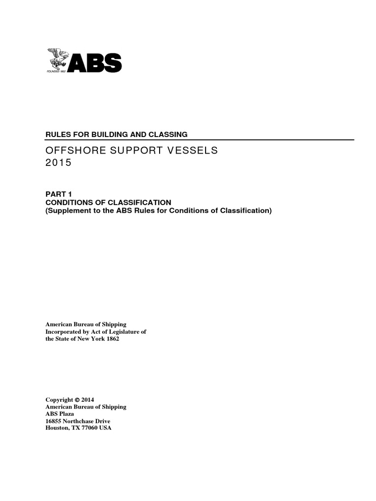 Offshore Support Vessels 2015 Rules For Building and Classing Download Free PDF Offshore