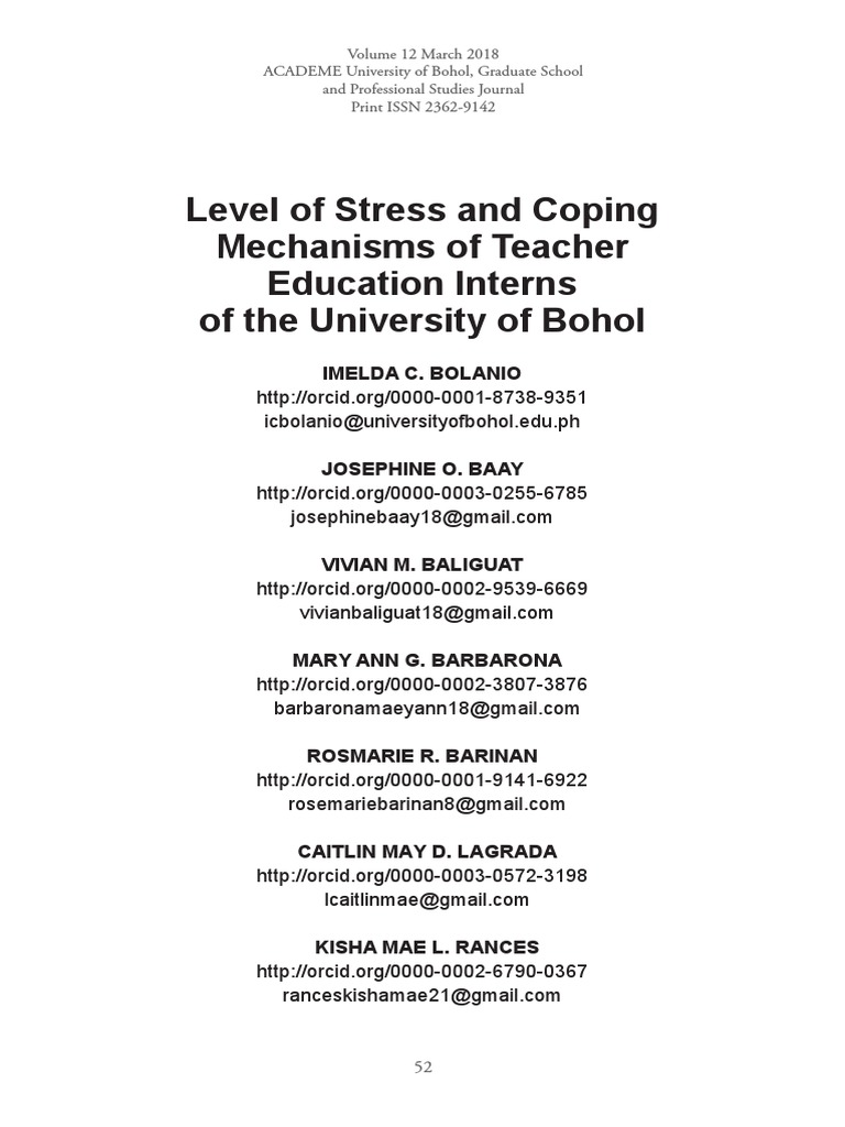 Stress and Coping in Teacher Interns | PDF | Self Actualization ...