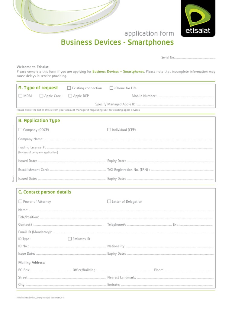Business Devices - Smartphones: Application Form | PDF | Smartphone | I ...