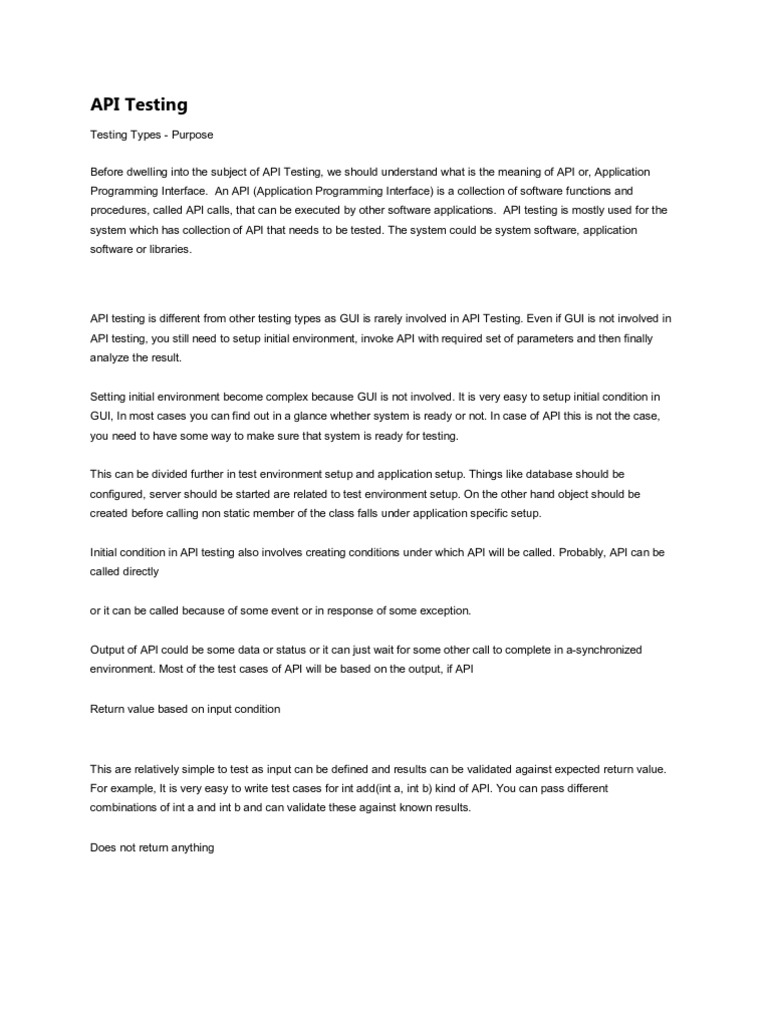 API Testing | PDF | Application Programming Interface | Unit Testing