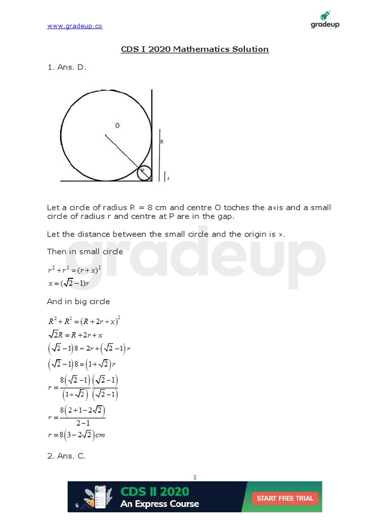 CDS 2020 Maths Solutions Overview | PDF | Area | Rectangle