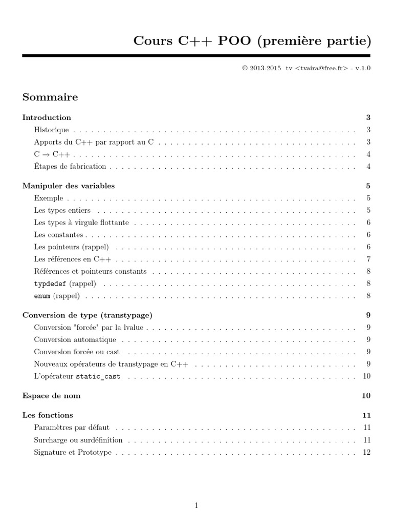 Cours-C - 1 | PDF | Classe (informatique) | C (Langage de programmation)